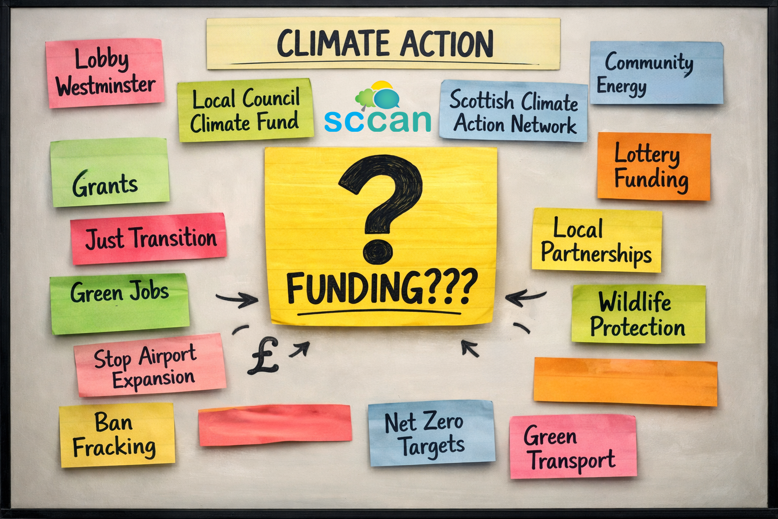 SCCAN post it notes on climate action